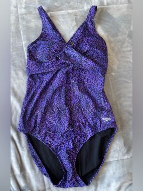 Speedo Purple Patterned One-Piece Swimsuit